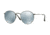 Ray-Ban Round Metal Sunglasses - Men's, Black Frame, Light Green Mirror Silver 53 mm Lenses, RB3447-002-30-53
