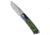 Reate Knives Reate Tribute Liner Lock Knife Titanium + Jungle Wear FatCarbon 2.8&quot; Damasteel, Green, Damasteel, adult, BHQ-206288