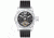 Rothschild Semi-Skeleton Mens Watch,Black Dial,Steel Case