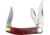 Roper Knives Sowbelly Stockman Red Folding Knife, Satin 1065 Carbon Steel Large Clip, Small Clip, Spey Blades, Red Smooth Bone Handle, RP0010CRB
