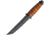 Rough Rider Knife, 10.25in Overall, 6in Black Stonewash SS Tanto Blade, Stacked Leather Handle, SS Guard, Glass Breaker, Black Nylon Sheath, CZC05