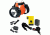 Streamlight Vulcan Orange Flashlight with vehicle and home chargers, charging rack, battery, quick release shoulder strap 44500. Not shown: 8-Watt dual filament backup lamp assembly (included with 44511).