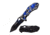 TAC Force Folding Blade, 3.5in, Stainless Steel Blade, Black Background W/Blue Spider &amp; Silver Web Aluminum Handle, TF-898BL