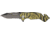 Tac Force Zebra Stripe Rescue Fold Knife, black HC SS A/O PS blade, OD green and black zebra stripes on handle TF714TB