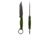 Toor Knives Dealer Exclusive Phosphor Green Serpent Fixed Blade Knife, 3.75in, Steel CPM3V, G10 Handle, Serpent-DE