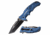 USMC M-A1058BL Spring Assisted Knife, 3.5in, 3CR13 Stainless Steel, Tanto, Black/Steel Blade, Aluminum Handle, Blue, M-A1058BL