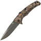 ABKT Tac Sidewinder A/O Folding Knife, 4.25in Closed, 3.25in Black Stonewash 8Cr13Mov SS Blade, Synthetic Handle, Thumb Stud, Pocket Clip, Mossy Oak Break-Up Camo Pattern Handle, AB041M