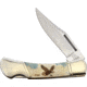 Alaska Scrimshaw Connection Eagle Lockback Folding Knife, 2.75 mirror finish stainless clip point blade, Natural smooth bone handle, EWU