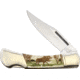 Alaska Scrimshaw Connection Moose Lockback Folding Knife, 2.75 mirror finish stainless clip point blade, Natural smooth bone handle, MFB