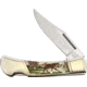 Alaska Scrimshaw Connection Wolf Lockback Folding Knife, 2.75 mirror finish stainless clip point blade, Natural smooth bone handle, WFB