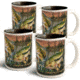 American Expedition Collage Coffee Mugs, Set of 4, Bass 4012077