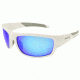 Angler Eyes Amerberjack Sunglasses, Shiny White Frame, Smoke Polarized with Blue Mirror Flash Lens, Polarized, 10222160.FGX
