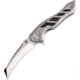 Artisan Cutlery Eagle Framelock Folding Knife, Eagle Framelock, 5in Closed, 3.63in Satin S35Vn SS Curved Blade, Gray Titanium Handle With Carbon Fiber Inlay, Pocket Clip, Metal Tin, Black Nylon Zippered Storage Case, 1816G-GYS