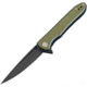 Artisan Cutlery Small Shark Linerlock D2 Folding Knife, 3 black finish D2 tool steel blade, Green textured G10 handle, 1707PS-BGNF