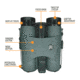 Astra Optix HBX1600B Laser 10x42mm Rangefinder Binoculars, Green/Black, HBX1600B