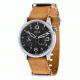AVI-8 Flyboy Watch Japan Automatic 2 Hands with 24 hours and Small Second, Black/Tan, AV-4048-01