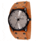 Axcent Spike Round Watch, Camel Strap, Silver Face, Black Hands X34001-646