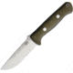 Bark River Bravo 1 Fixed Blade Knife, 9in Overall, 4.25in Satin Cpm-154 SS Drop Point, Green Canvas Micarta Handle, Thumb Ramp, Brown Leather Belt Sheath, 07-171MGC