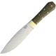 Bark River Mini Rogue Fixed Blade Knife, Mini Rogue, 9.75in Overall, 5.5in Satin A2 Tool Steel Blade, Green Canvas Micarta Handle, Brass Guard, Brown Leather Belt Sheath, 09-012MGC