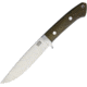 Bark River Wilderness Explorer Fixed Blade Knife, 10.75in Overall, 5.75in Satin Cpm Cru-Wear Steel Drop Point, Green Canvas Micarta Handle, Designed By Bob Loveless, Brown Leather, 02-250MGC