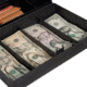 Barska 12in. Cash Box, 6 Compartment Tray, Close Up In Use CB11794