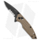 Bear OPS Mini Rancor IX Slide Folding Knife, 2.50in, D2, Drop Point Blade, Zytel Tan Handle, Serr, Black/Tan, 6.00in, BHQ-188291