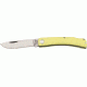 Bear &amp; Son Farmhand Lockback Fold Knife, 3 5/8in Closed, High-polished 1095 Carbon Steel Blade, Smooth yellow G-10 Handle BCC337L