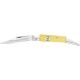 Bear &amp; Son Little Toothpick Fold Knife, High-polished 1095 Carbon Steel long clip Blade, Smooth yellow delrin Handle BCC31931