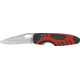 Bear &amp; Son Sideliner Fold Knife, SS partially serrated Blade, Black Zytel and red Kraton Handle BC7404RSR