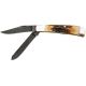 Bear &amp; Son Trapper Stag Fold Knife, Damascus Steel clip and spey Blade, India Stag Bone Handle BC554D