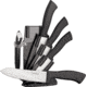Benchmark Ceramic Kitchen Knife Set, Black rubber handle, TZ2005B