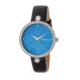 Bertha Frances Marbled Dial Leather-Band Watch, Silver/Cerulean, Standard BTHBR6402