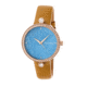 Bertha Frances Marbled Dial Leather-Band Watch, Rose Gold/Cerulean, Standard BTHBR6405