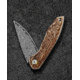 Bestech Knives Bambi Folding Knife, 4.13in Closed, 3.13in Acid Washed Finish Damascus Steel Blade, Stag Handle, Gold Accents, Brown Leather Belt Sheath, BL08G