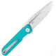 Bestech Knives Mini Dundee Folding Knife, 4in Closed, 3in Stonewash/Satin D2 Tool Steel Blade, Teal G10 Handle, BMK03C