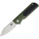 Bestech Knives Pebble Linerlock Folding Knife, 3in Stonewash Vg-10 SS Blade, Black/Green G10 Handle, Pocket Clip, Black Nylon Zippered Storage Case, Black/Green, BG07A