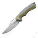 Bestech Knives TERCEL Framelock Gold Folding Knife, 3.75in Stonewash Cpm S35Vn SS Clip Point Blade, Blue/Gold Anodized Titanium Handle, Black Nylon Zippered Case, Blue and gold, BT1708A