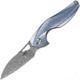 Bestech Knives The Reticulan Framelock Blue Folding Knife, 2in Damascus Steel Drop Point, Blue Satin Titanium Handle,Ceramic Ball Bearings, Black Kydex Neck Sheath, Blue, BT1810H