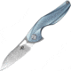Bestech Knives The Reticulan Framelock Folding Knife, 2in Cpm S35Vn SS Drop Point, Blue Satin Titanium Handle, Stonewash And Satin Blade, Black Kydex Neck Sheath, BT1810B