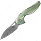 Bestech Knives The Reticulan Framelock Folding Knife, 2in Damascus Steel Drop Point, Green Satin Titanium Handle,Ceramic Ball Bearings, Black Kydex Neck Sheath, Green, BT1810I