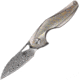 Bestech Knives The Reticulan Framelock Gray Folding Knife, 2in Damascus Steel Drop Point, Gray Anodized Titanium Handle,Ceramic Ball Bearings, Black Kydex Neck Sheath, Gray, BT1810K