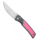 Bestechman Bestechman Icebreaker Button Lock Knife Gray Aluminum + Pink G-10 3.2" Satin, Gray/Pink, D2, adult, BHQ-227609