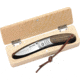 Black Fox BF 70 Linerlock Folding Knife, 2.88in Satin SS Drop Point, Zebra Wood Handle, SS Bolster, Thumb Stud, Pocket Clip, Wooden Gift Box, 01FX033