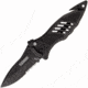 BlackHawk Large Button Lock Folding Knife, 3.75in, D2 Tool Steel, Partial Serrated, Reinforced Nylon w/ 420J Stainless Steel Liners Handle, Black, BH15M311BK