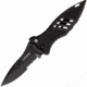 BlackHawk Small Button Lock Folding Knife, 3.25in, D2 Tool Steel, Partial Serrated, Reinforced Nylon w/ 420J Stainless Steel Liners Handle, Black, BH15M211BK