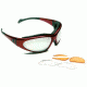 Body Specs BSG-2 Goggles Crystal Red Frame, Clear,  Rust Extra Lens Sets