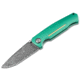 Boker 111102Dam 3.22 Drop Point Plain Damascus Blade Green Aluminum Handle