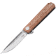 Boker Plus Cataclyst Flipjoint Damast Folding Knife, 2.75 in, Damascus Steel, Clip Point Blade, Micarta Natural Handle, 01BO479DAM