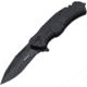 Boker Plus Savior 2 Linerlock Black Folding Knife, 3.38 black partially serrated 12C27 Sandvik stain, Black FRN handle with black TPR inlay, 01BO321