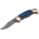 Boker Solingen Scout Solingen Folding Knife, 2.83in, C75, Brass, Chestnut Wood Blue Handle, 112099
